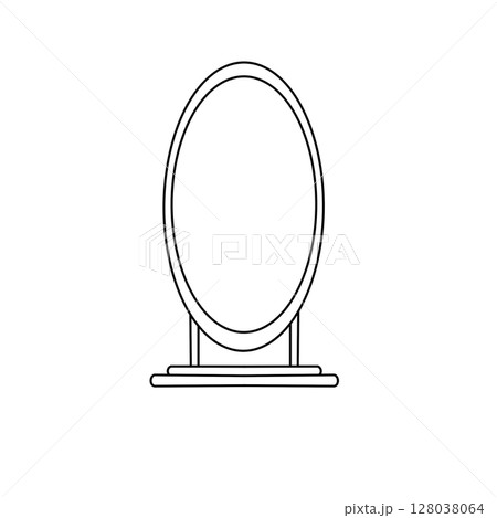 A mirror is shown in a white background 128038064