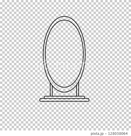 A mirror is shown in a white background 128038064