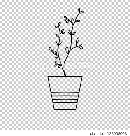A potted plant with a white pot and a black stem A potted plant with a white pot and a black stem 128038068