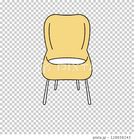 A yellow chair with a white cushion 128038143