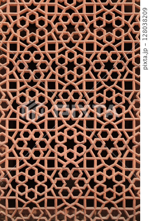 Stone window at Humayun's Tomb, built by Hamida Banu Begun in 1565-72, Delhi, India Stone window at Humayun's Tomb, built by Hamida Banu Begun in 1565-72, Delhi, India 128038209