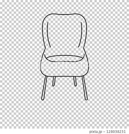 A chair with a white cushion and black legs 128038231