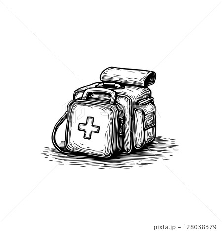 Detailed Sketch of First Aid Kit Illustration...のイラスト素材 [128038379] - PIXTA
