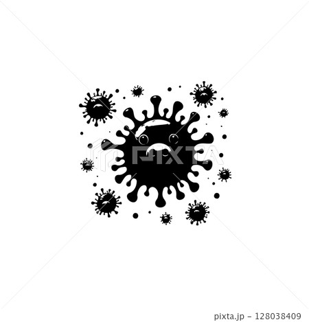 Illustration of Coronavirus with Sad Expression, Representing the Global Health Crisis Illustration of Coronavirus with Sad Expression, Representing the Global Health Crisis 128038409