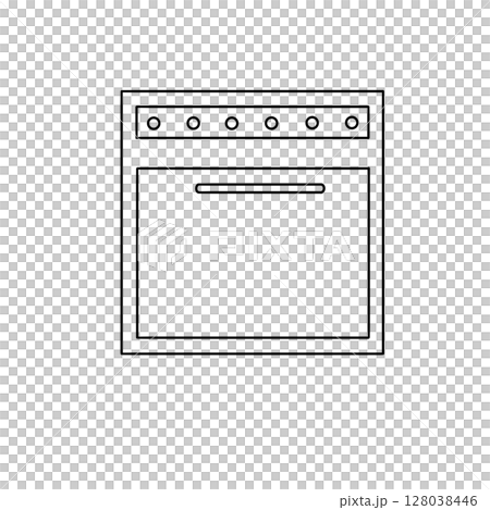 A white oven with a black handle 128038446