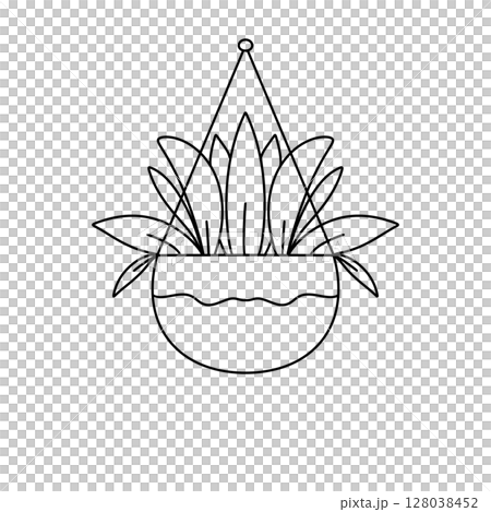 A potted plant with a hanging stem is shown in a white background A potted plant with a hanging stem is shown in a white background 128038452