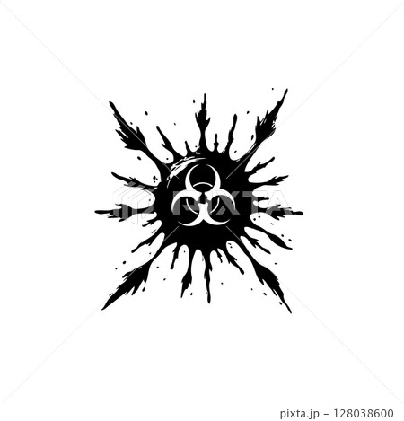 Biohazard Symbol with Splatter Effect: Conceptual Graphic for Danger Awareness Biohazard Symbol with Splatter Effect: Conceptual Graphic for Danger Awareness 128038600
