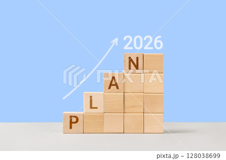 Wooden cubes with numbers 2026 are a symbol of success. Development to success, planning and motivation in 2026, challenge and business strategy in new year, business progress, development of company Wooden cubes with numbers 2026 are a symbol of success. Development to success, planning and motivation in 2026, challenge and business strategy in new year, business progress, development of company 128038699