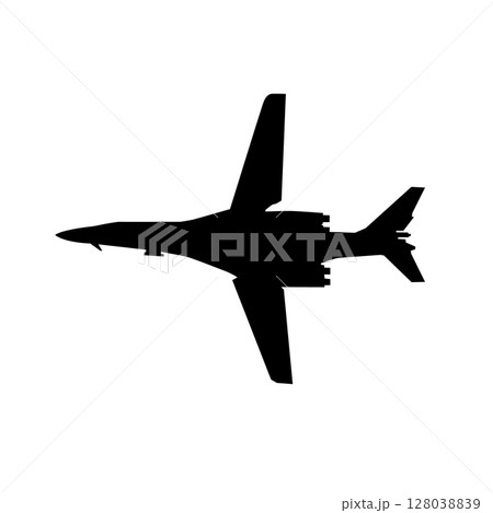 War plane flies across the sky. Bomber silhouette War plane flies across the sky. Bomber silhouette 128038839