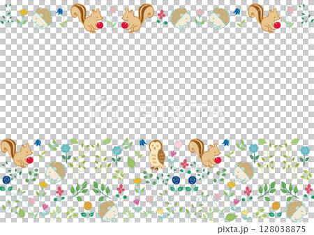 Scandinavian style forest animals and flowers frame 2 128038875