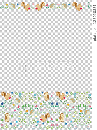 Scandinavian style forest animals and flowers frame vertical 2 128038881