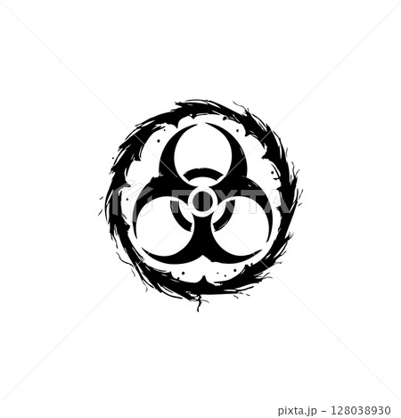 Biohazard symbol encircled with distressed,...のイラスト素材 [128038930] - PIXTA
