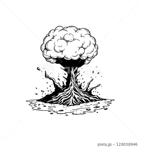 Stylized monochrome depiction of a tree, showcasing a unique and artistic impression Stylized monochrome depiction of a tree, showcasing a unique and artistic impression 128038946