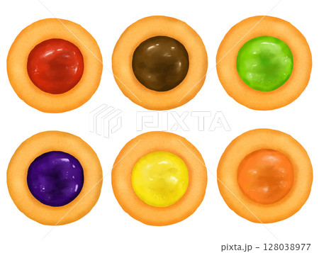 宝石みたいで丸型カラフルなサクサクジャムクッキーセット 128038977