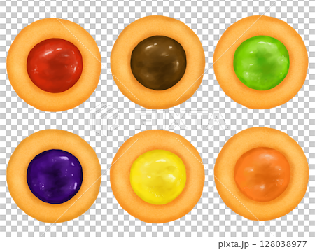 宝石みたいで丸型カラフルなサクサクジャムクッキーセット 128038977