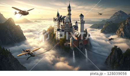 雲海に浮かぶノイシュヴァンシュタイン城 128039056