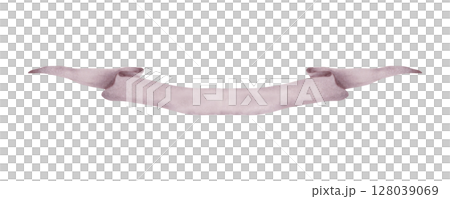 Vintage ribbon for text. Watercolor illustration. Hand drawn isolated strip. Place for inscriptions. Template for message. Curved blank banner for cards, invitations, logos, inscriptions. 128039069