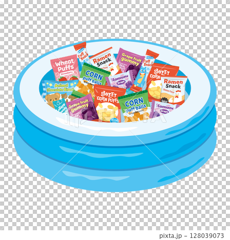 A plastic pool filled with sweets 128039073