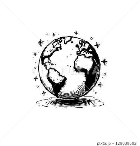 Hand-Drawn Globe Illustration: A Symbolic Representation of Earth and Global Issues 128039302