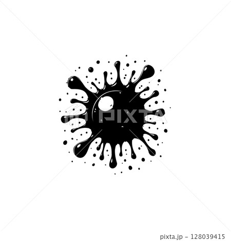 Abstract Black Ink Splatter Isolated on White Background: A Vector Graphic Illustration Abstract Black Ink Splatter Isolated on White Background: A Vector Graphic Illustration 128039415