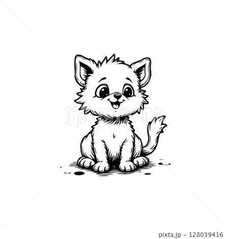 Adorable cartoon kitten illustration: A charming design for children's projects Adorable cartoon kitten illustration: A charming design for children's projects 128039416