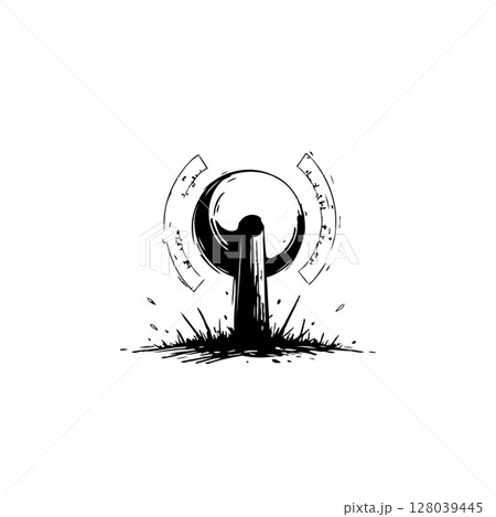 Abstract representation of growth with celestial symbols and stylized design elements Abstract representation of growth with celestial symbols and stylized design elements 128039445