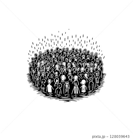 Abstract Crowd Illustration: Diverse Group of People Gathered Together in Unity 128039643