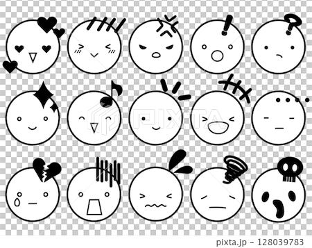 Emotional expression face icon set with main lines, monochrome, vector illustration Emotional expression face icon set with main lines, monochrome, vector illustration 128039783