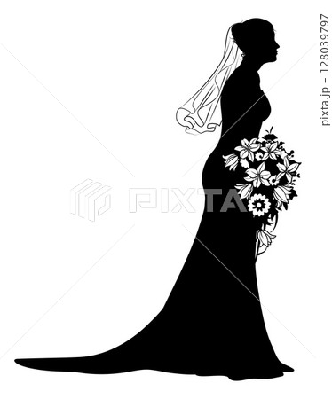 Bride Bridal Wedding Dress Silhouette Woman Design 128039797