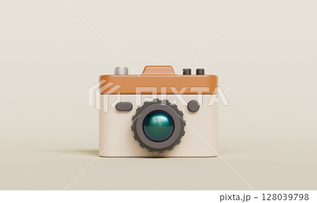 Cartoon Style Retro Camera. 3D Rendering. 128039798