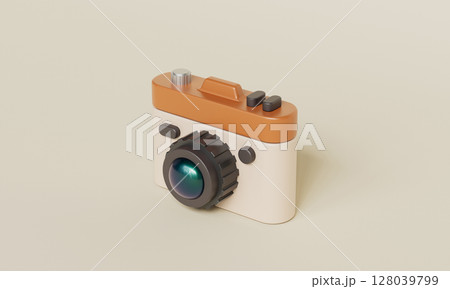 Cartoon Style Retro Camera. 3D Rendering. 128039799