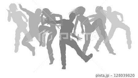 Dancers Silhouette Street Dance Poses Silhouettes 128039820
