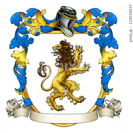 Coat of Arms Crest Lion Heraldic Knight Shield 128039833