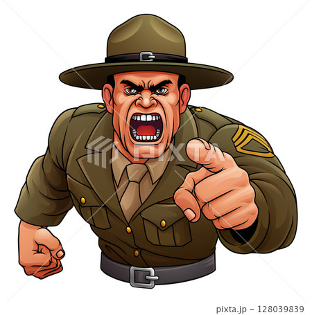 Drill Instructor Sergeant Bootcamp Army Soldier 128039839