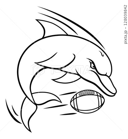 Dolphin Animal American Football Team Mascot Dolphin Animal American Football Team Mascot 128039842