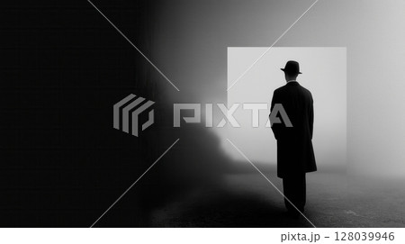 Mysterious Figure in a Foggy Passage 128039946