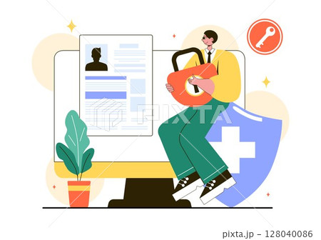 Personal Protection Vector Illustration Featuring Safety Equipment with a Construction Industrial Worker and Construction Tools in a Flat Background 128040086