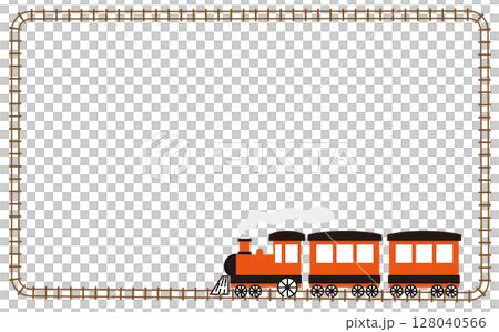 紅色機車和鐵軌的插圖框架背景資料 紅色機車和鐵軌的插圖框架背景資料 128040566