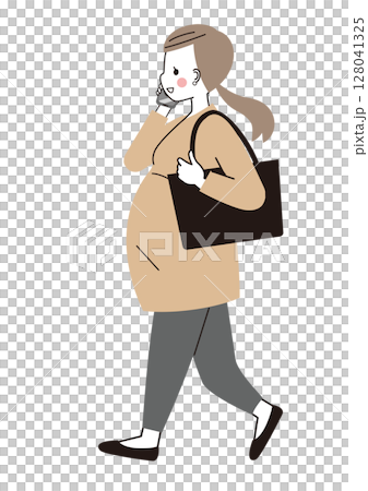 颯爽と仕事している妊娠中の女性 128041325