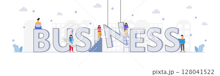 Business concept panoramic web template for advertising - Vector 128041522