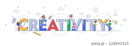 Creative concept panoramic web template for advertising - Vector 128041523