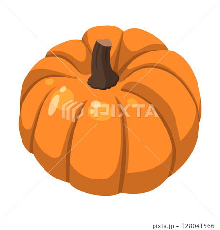 Realistic big orange pumpkin on white background - Vector 128041566