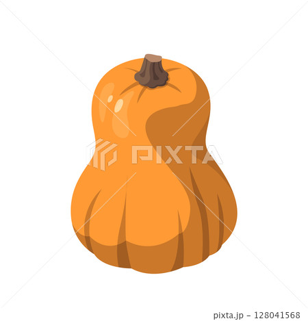 Realistic big orange pumpkin on white background - Vector 128041568