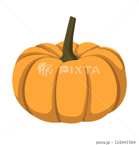 Realistic big orange pumpkin on white background - Vector Realistic big orange pumpkin on white background - Vector 128041569