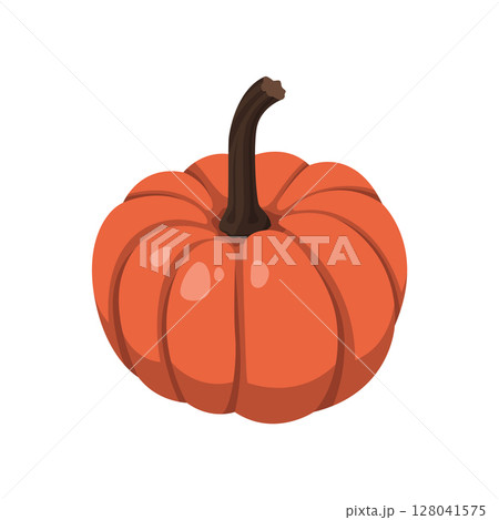 Realistic big orange pumpkin on white background - Vector Realistic big orange pumpkin on white background - Vector 128041575