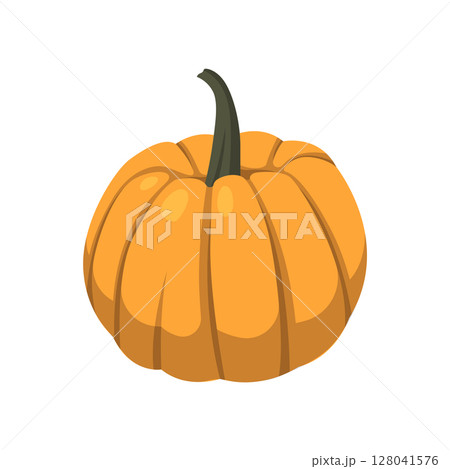 Realistic big orange pumpkin on white background - Vector 128041576