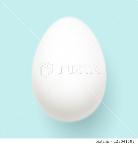 Big realistic white chicken egg with shadow on white background - Vector 128041598