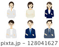 スーツを着た男女のイラスト：困った・問題：フラットデザイン 128041627