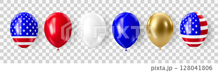 Realistic 3D balloons in USA colors and flags Realistic 3D balloons in USA colors and flags 128041806