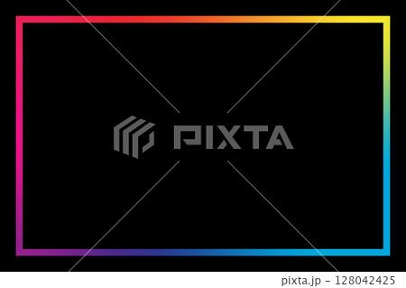 Vibrant rainbow frame against a black background. Visual contrast. Vibrant rainbow frame against a black background. Visual contrast. 128042425